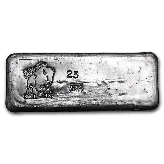 25 oz Hand Poured Silver Bar - BB 25 oz Hand Poured Silver Bar - BB